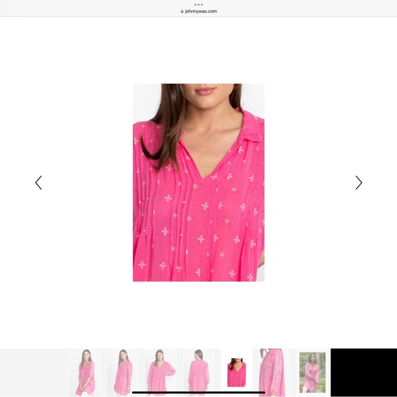 Johnny Was embroidered hot pink Marti Vera Tunic size XL - Picture 3 of 7